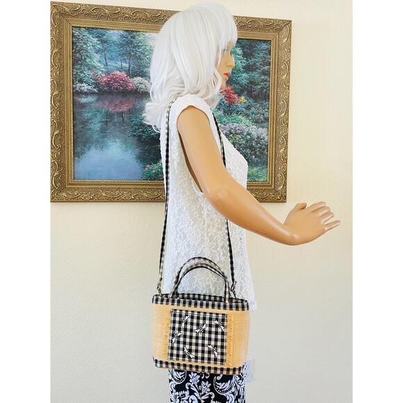 Bundle 2 natural straw/canvas Etienne Aigner summer shoulder bag handbags tote - Picture 4 of 8